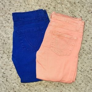 Set of 2 Blue & Peach Capris